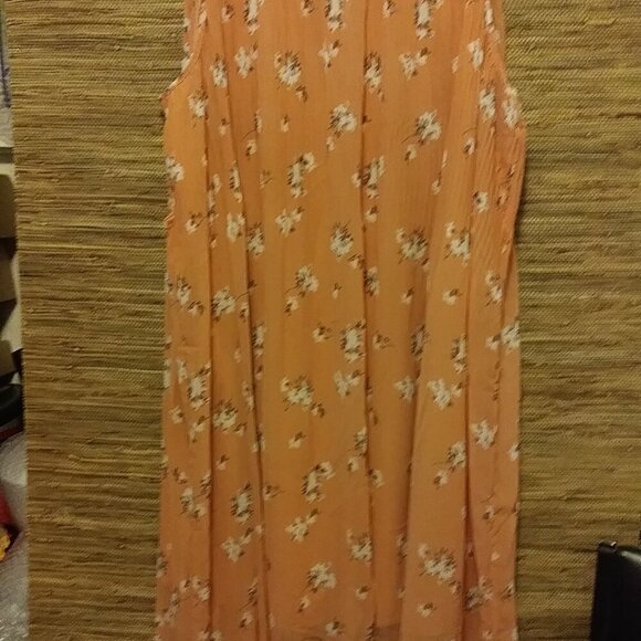 πΈ AVAVIV Peach Floral Dress 2X | Pinch Pleats, Chiffon Feel - Picture 11 of 11